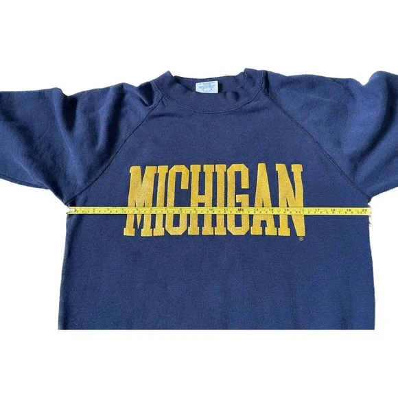 Vintage 90s Michigan Wolverines Spellout Large USA Blue Crewnexk Sweatshirt VTG - Picture 7 of 7
